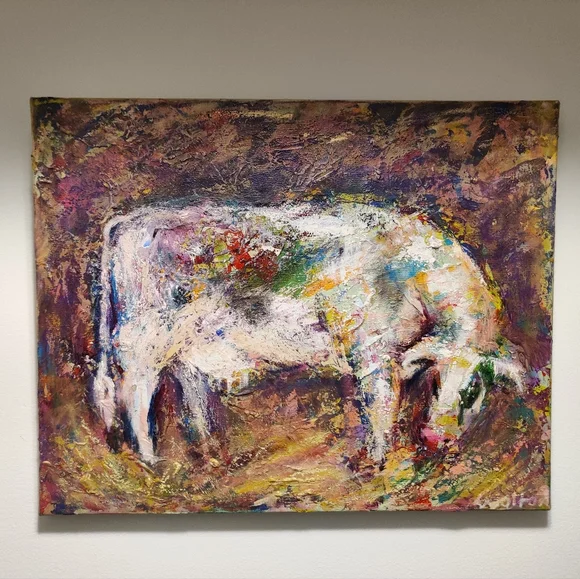 Abstract Cow Painting - Multicolor - Picture 3 of 13